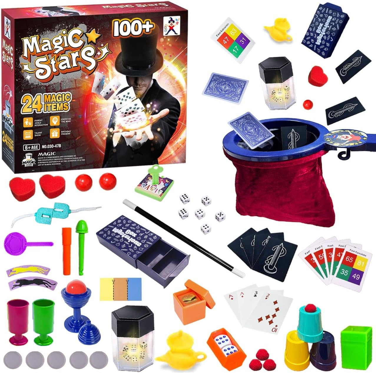 Magic Kit for Kids - 24 in 1 Magic Tricks Magician Starter Set with Video Instru