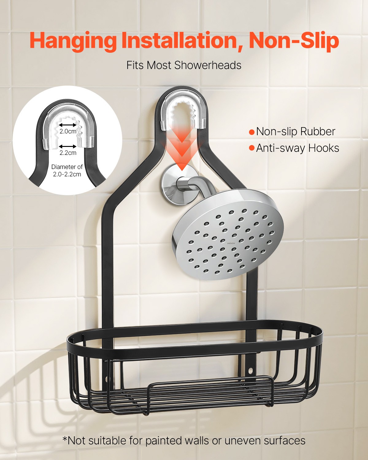 VEVOR Shower Caddy 3-Tier Hanging Bathroom Shower Storage Organization Shelves