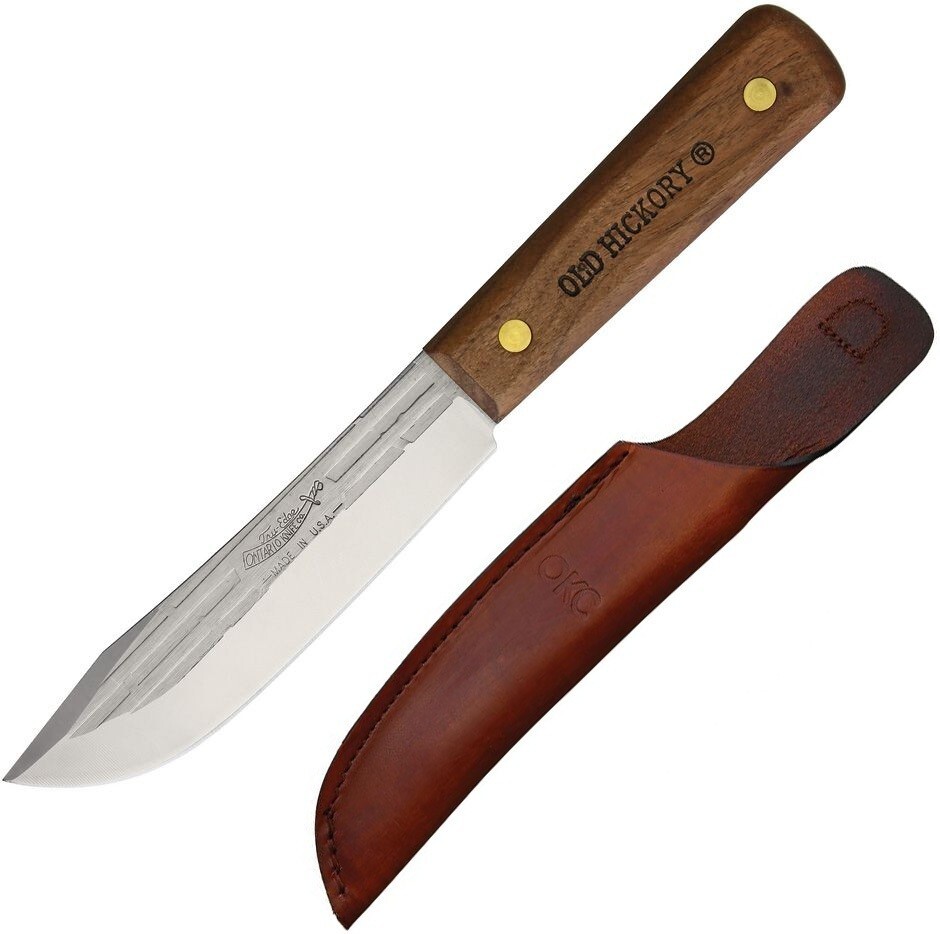 Old Hickory Hunting Fixed Knife 5.5" Carbon Steel Full Tang Blade Wood Handle