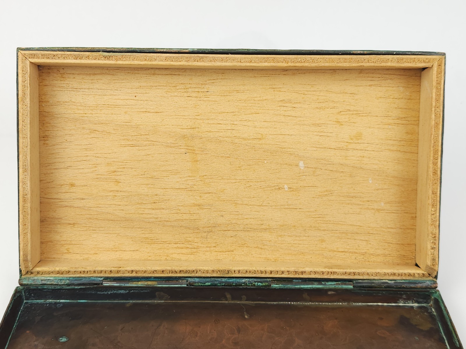 Vintage Peru Enameled Copper Cigarette Trinket Box Silver Tone Metal Bird Bull