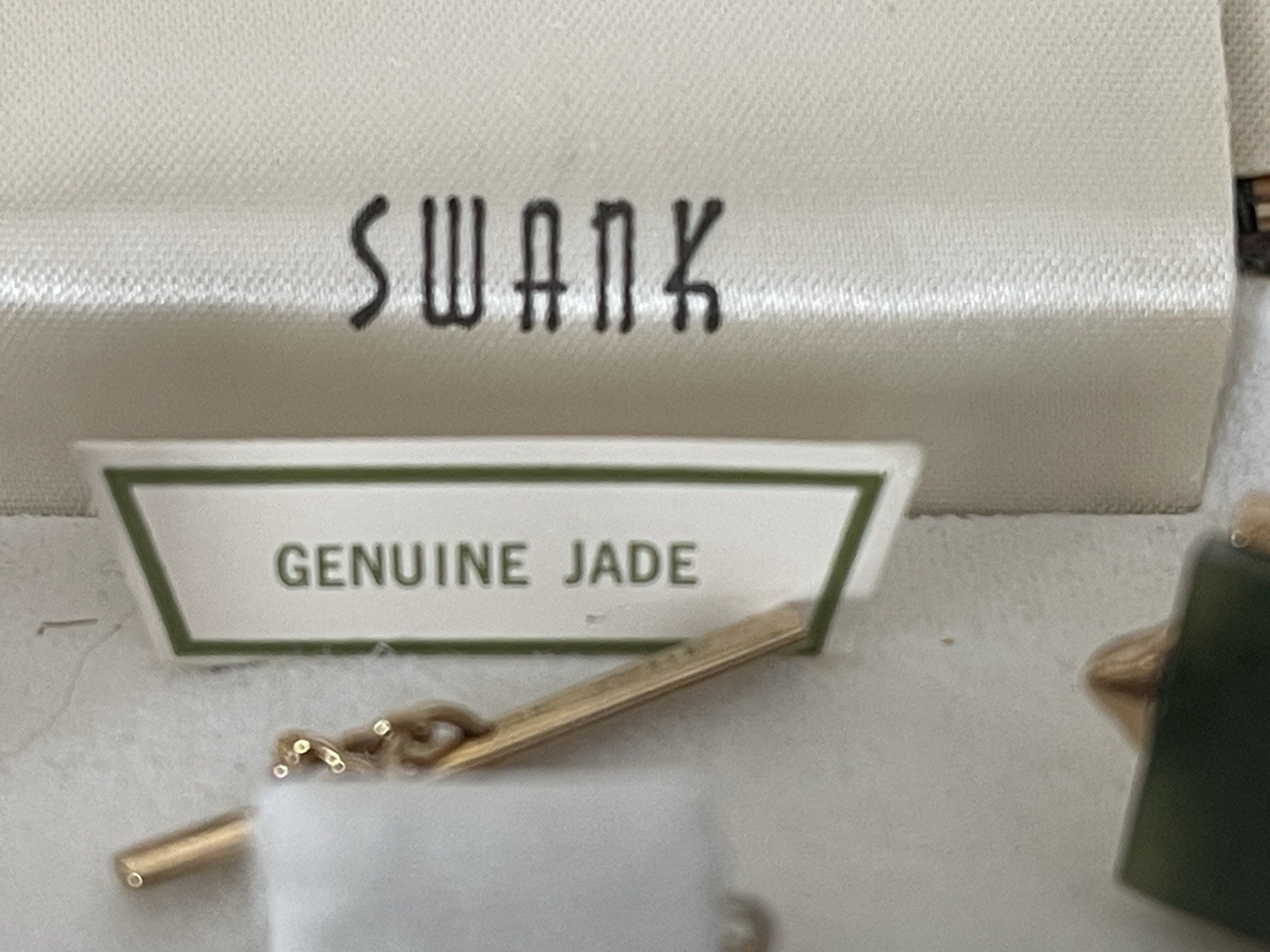 Swank Jade Dynasty Cuff Links Tie Bar Set Jade Cabochons With Original Box