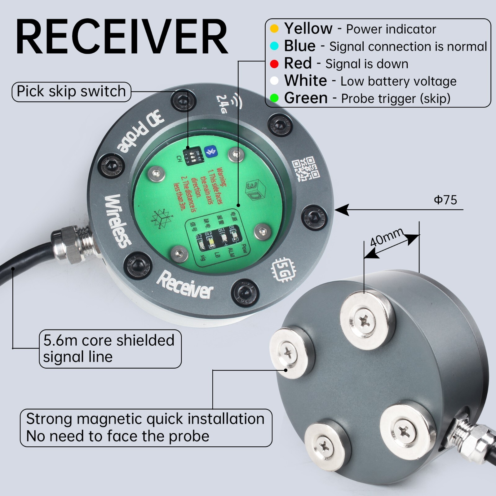 CNC IP67 0.001mm precision wireless 3D probe Infrared Trigger Probe Finder