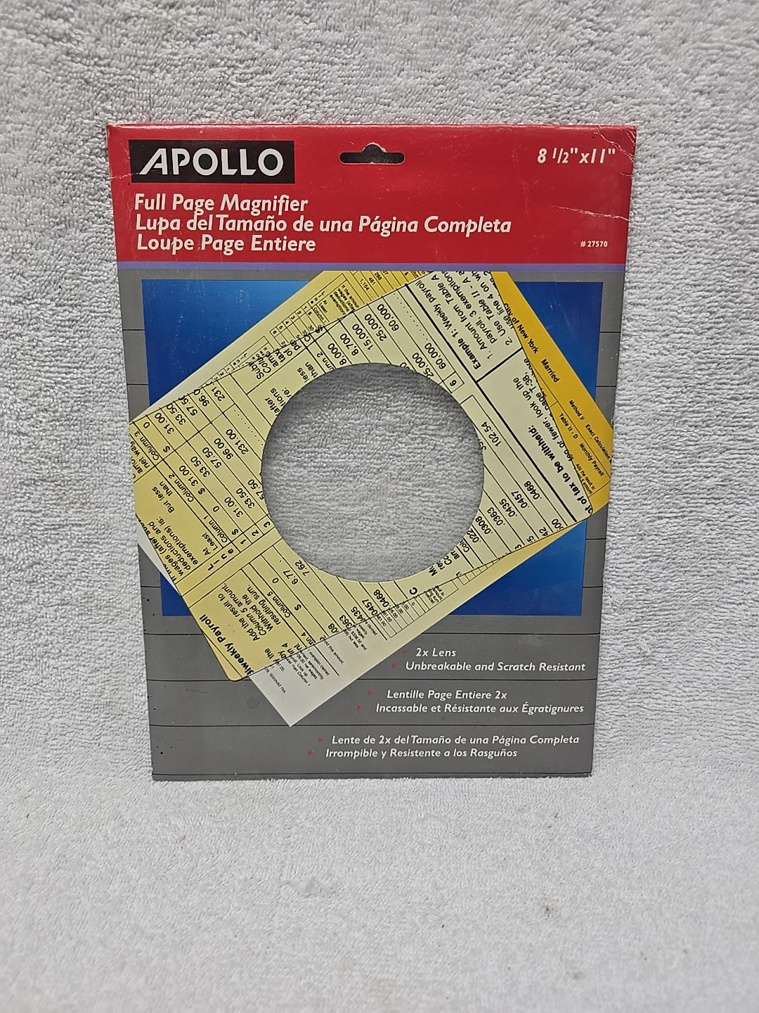 Apollo Full Page Magnifier  2X Optic Grade Lens Unbreakable Scratch Resistant