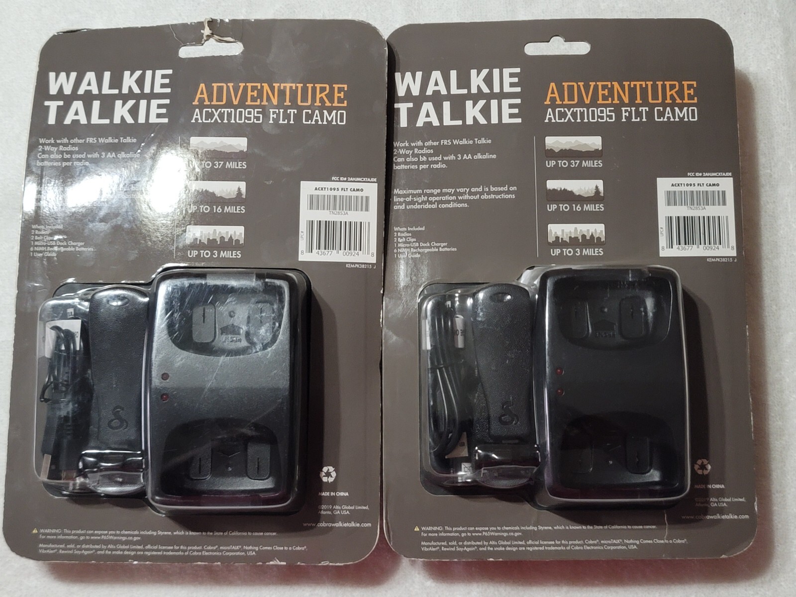 4 NEW Cobra CXT1095 FLT 22-Channel Waterproof Walkie Talkie 2-Way Radio CAMO