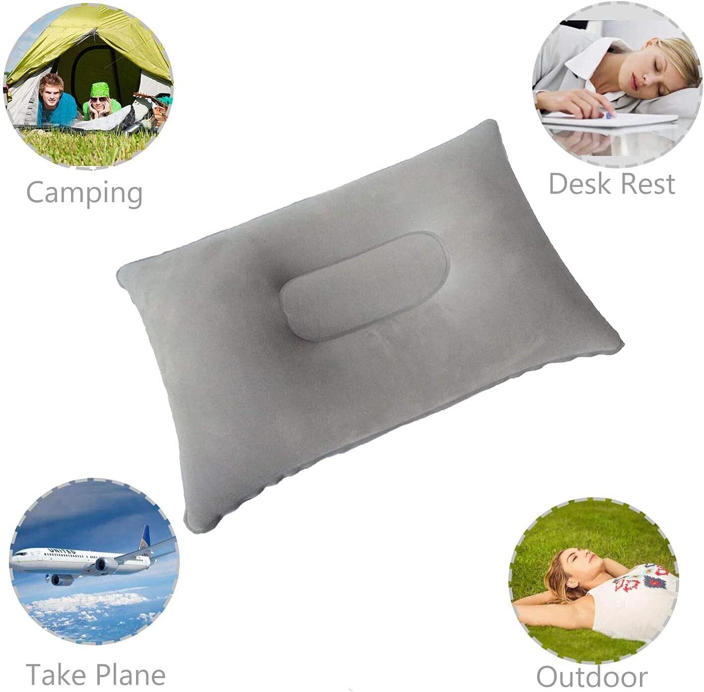 2Pack Small Inflatable Pillow Gray Ultralight Blow up Neck&Lumbar Support