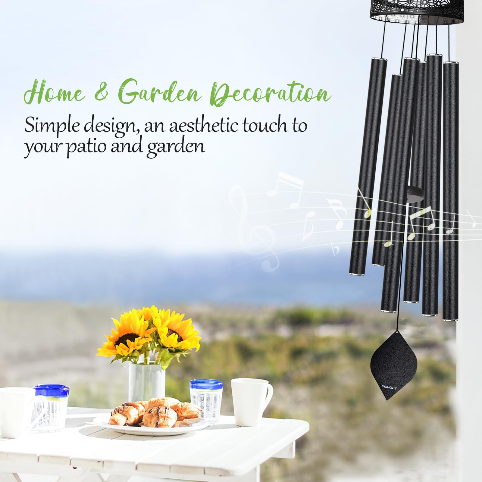 Large Wind Chimes for Outside Deep Tone,50" WindChimes Outdoors Unique Black