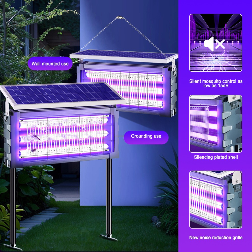 Solar Bug Zapper Outdoor Mosquito Zapper 4500V Waterproof Rechargeable Fly Zappe
