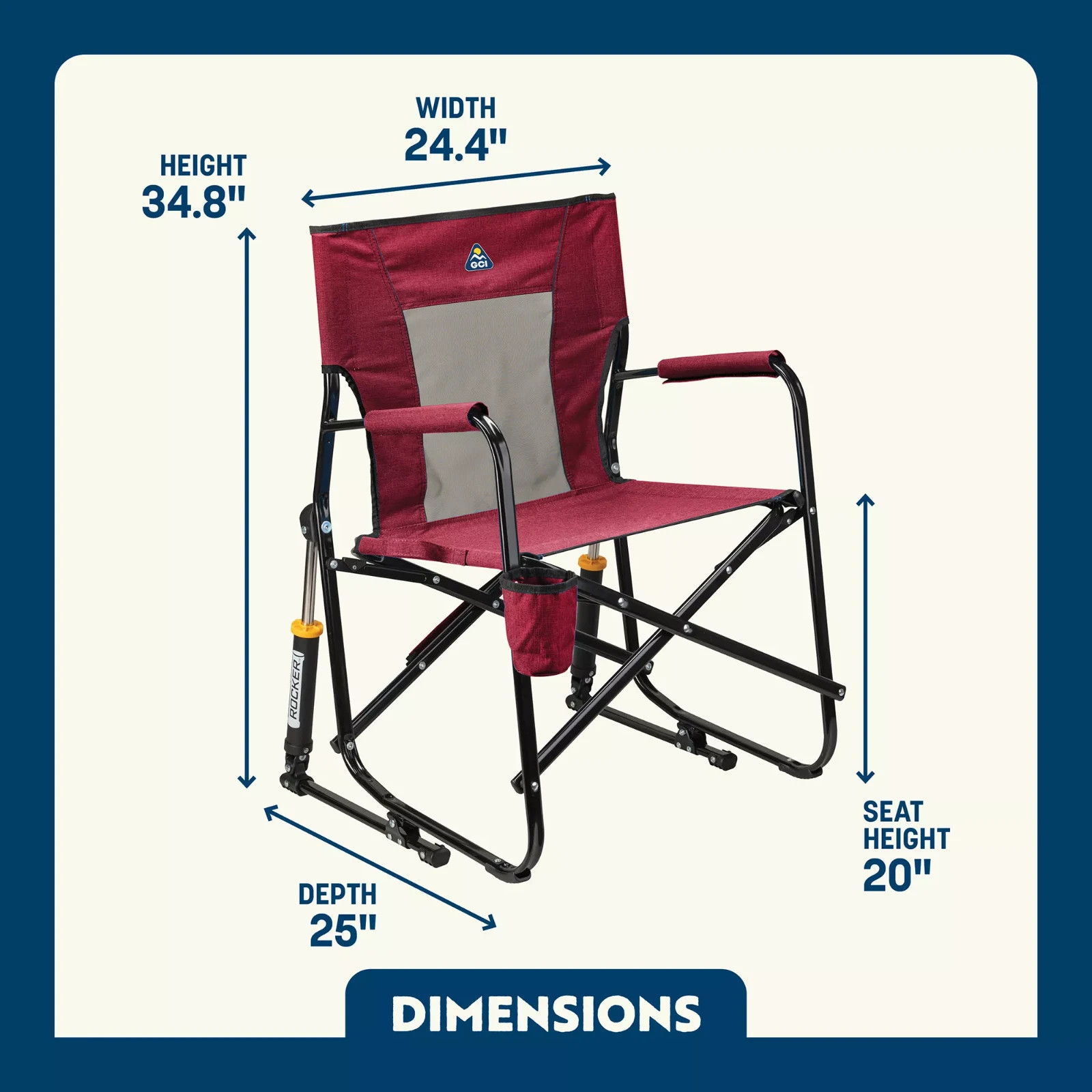 GCI Outdoor Freestyle Rocker Mesh Chair Color: Heathered Red/Black