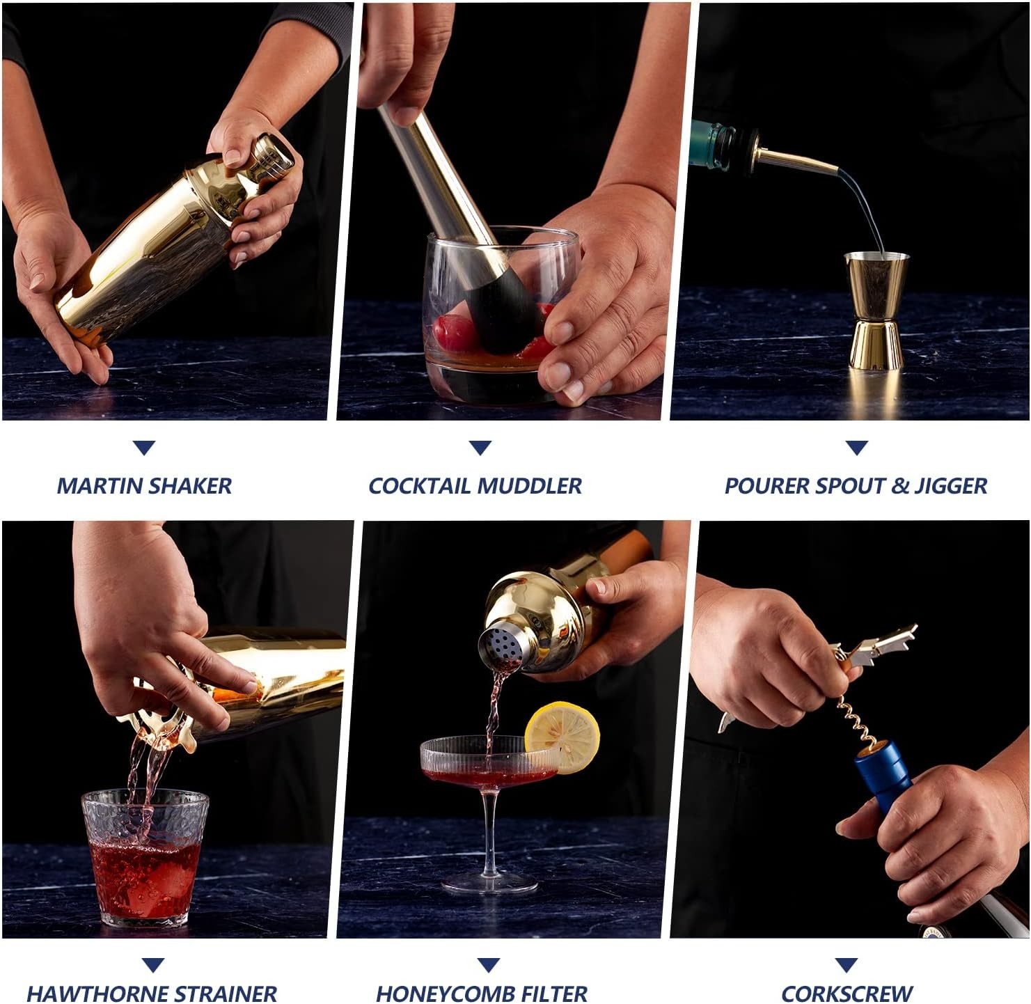 Stylish Gold Drink Mixer - Professional Bartending Set