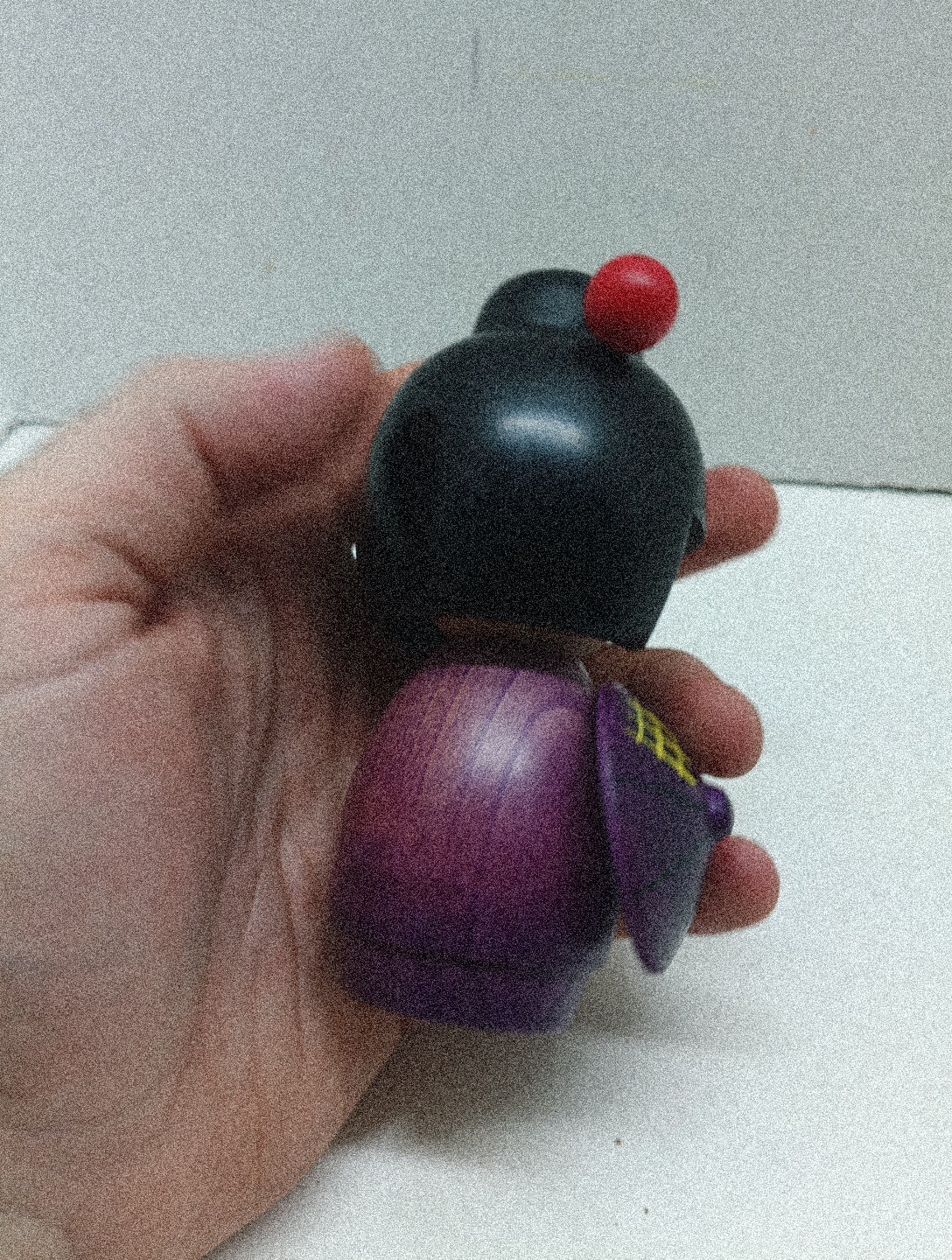 Japanese Geisha Wooden Figurine With Umbrella 5 1/2" Purple Made In Japan