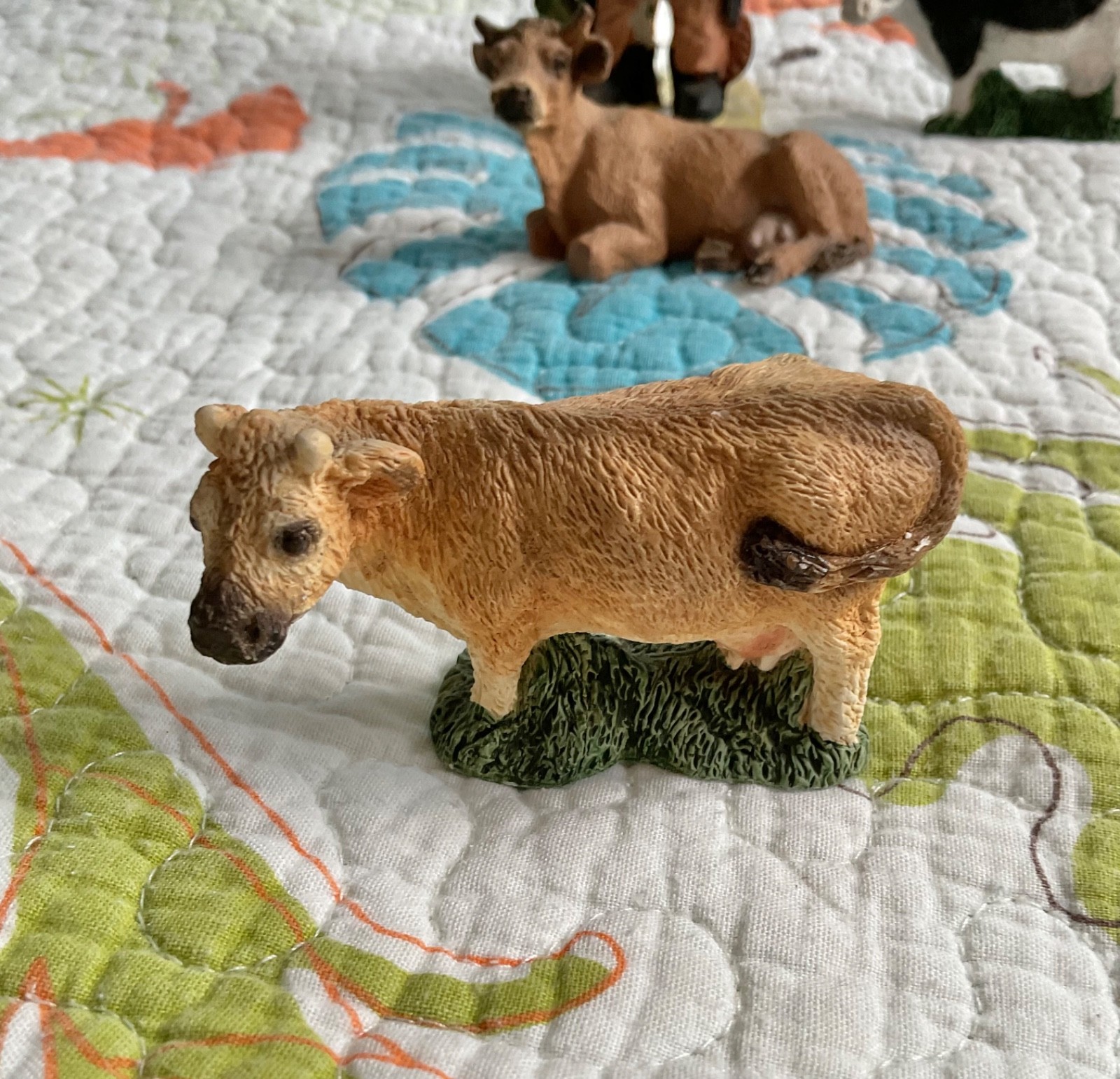 Lot of 9 Random Resin Cow Figurines, 1-3.5"!