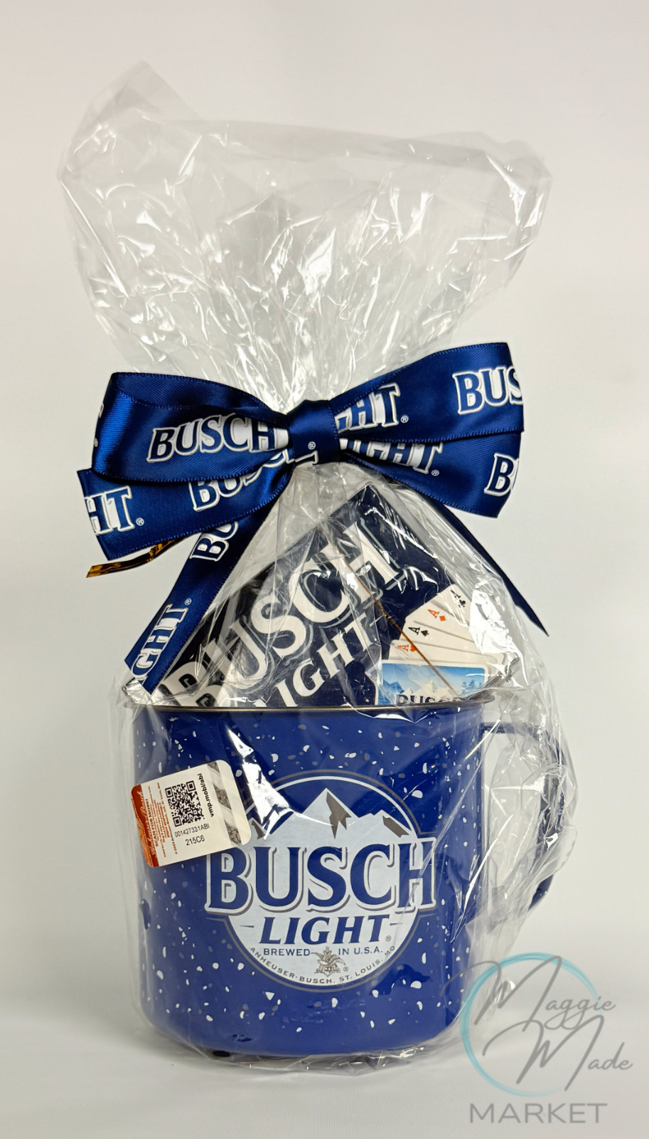 New Busch Light Gift Set Tin Mug with Playing Cards Bar Man Cave Decor