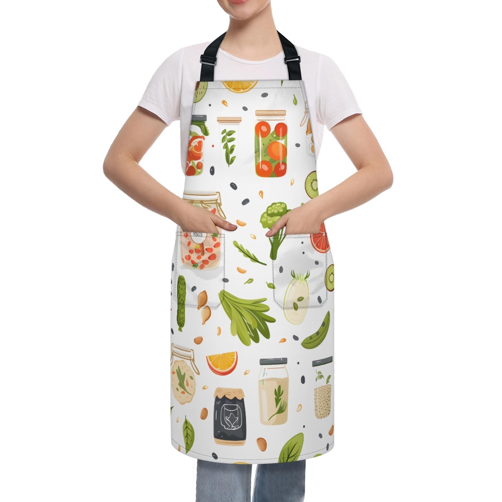 Kitchen Apron with Pockets,Adjustable Aprons for Women Men,Waterproof Chef Ap...