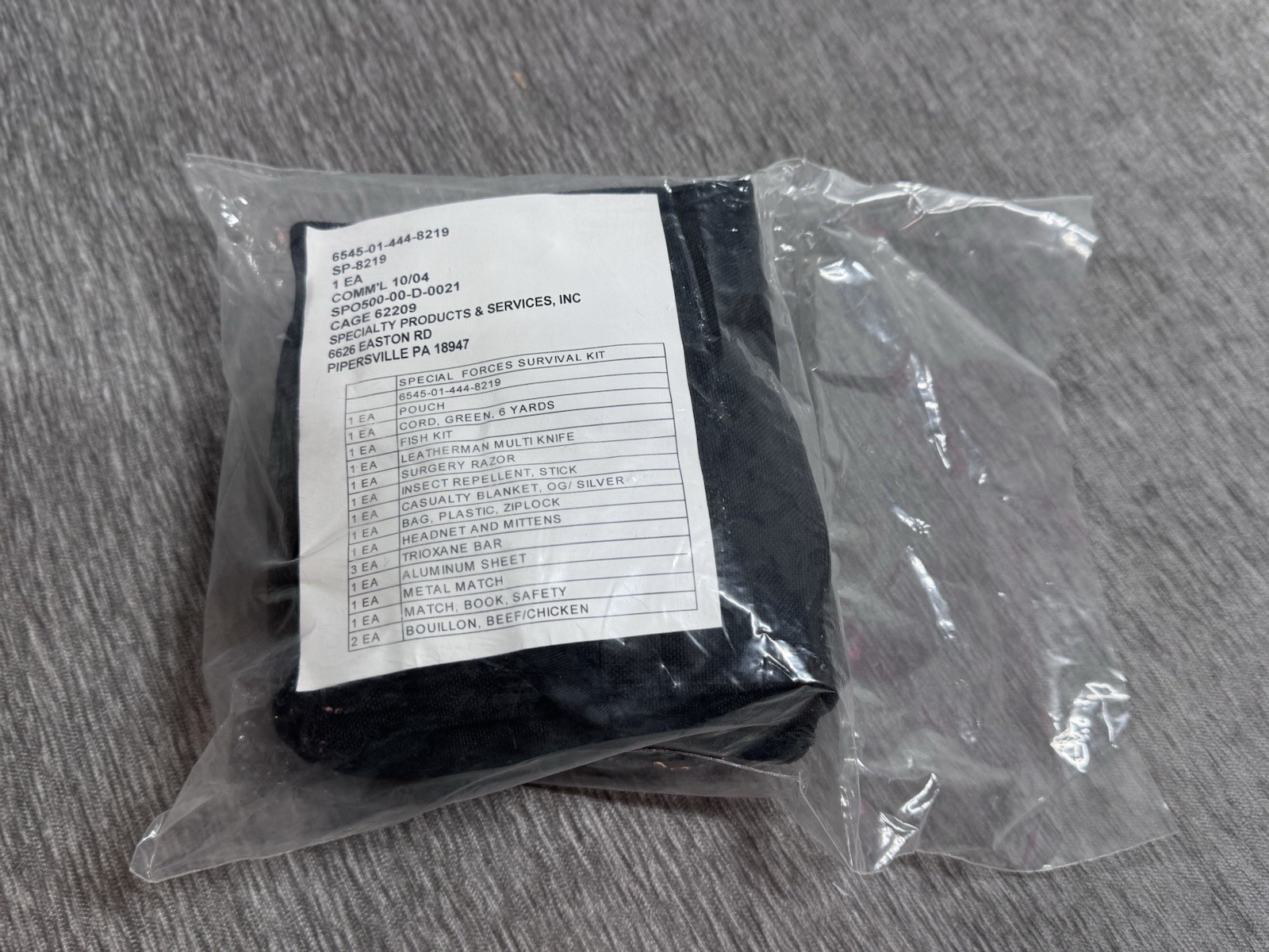 Special Forces Survival Kit US Army NSN 6545-01-444-8219  NEW SEALED Complete