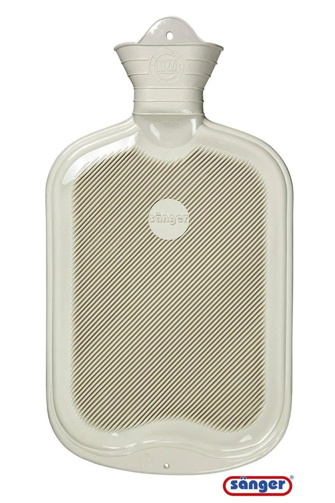 Sanger 2.0 liter hot water bottle with white fleece cover-made in Germany