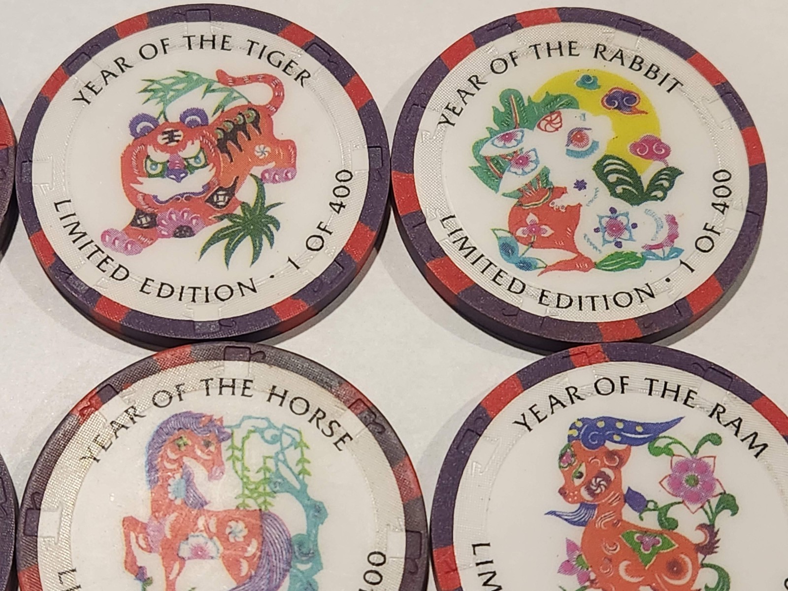 $25 CRYSTAL PARK CASINO Chips - 1996 ZODIAC - RARE! H&C MOLD - FULL SET