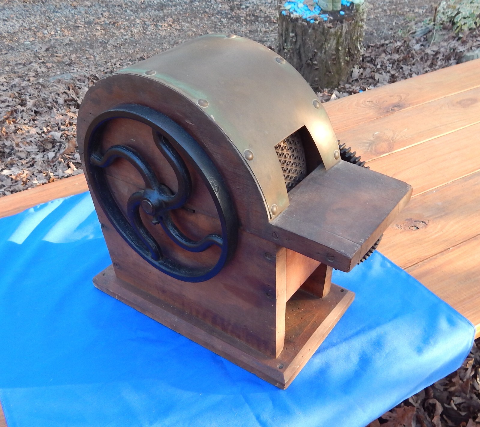 1800s Horseradish/Hard Cheese Grinder - Brass, Cast Iron and Wood