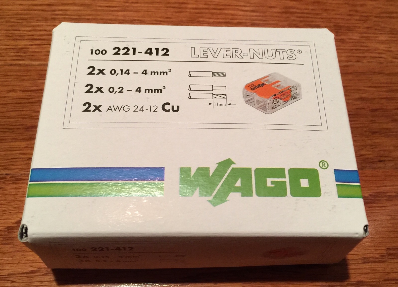 50 pcs WAGO 221-412 COMPACT Splicing Connectors 2 pole Lever Nuts FREE SHIPPING