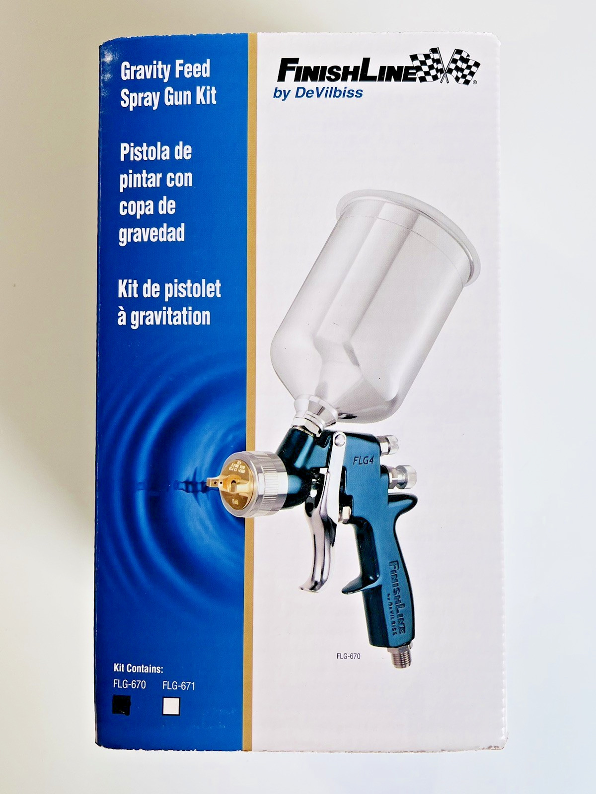 DeVilbiss FinishLine FLG-4 HVLP Gravity Spray Gun with 3 Fluid Tips & AiR Gauge