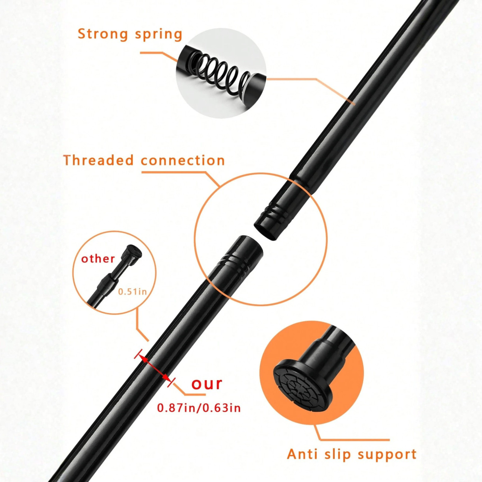 Extendable Curtain Rod Telescopic Towel Rail Pole Bath Shower Curtain ABS Rod