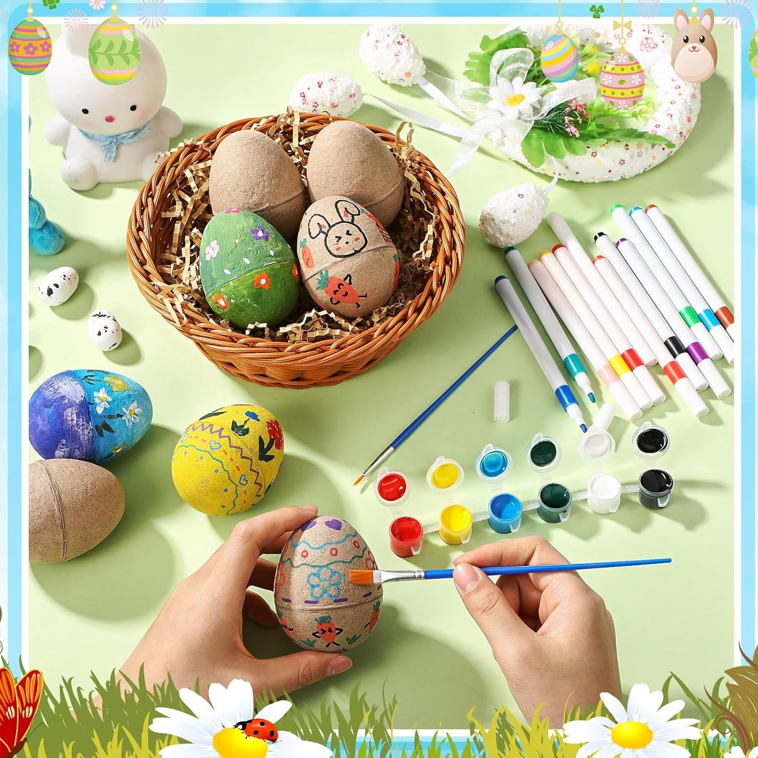 Halloscume 12 Set Paper Mache Easter Eggs Painting Kit 3 Inch Paint Your Own Egg
