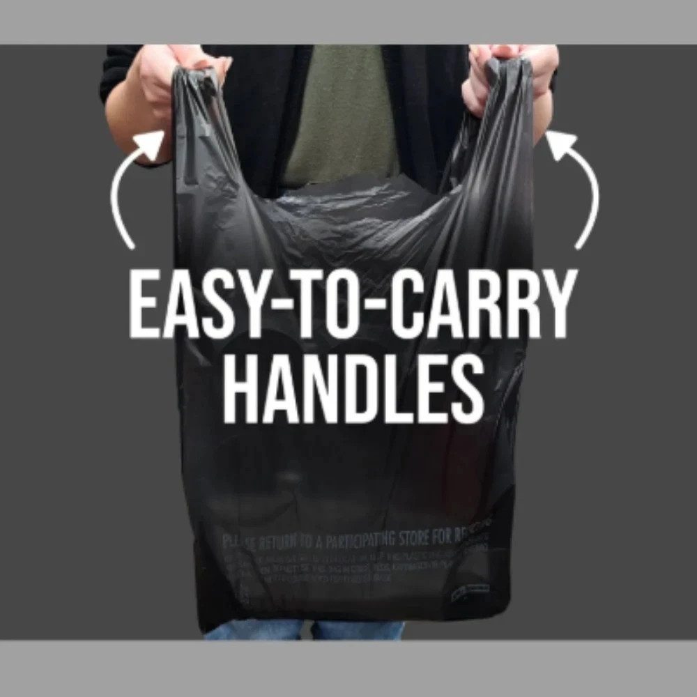Black T-Shirt Carryout Bags, 11.5" x 6.5" x 22" 1000 ct. Free Shipping