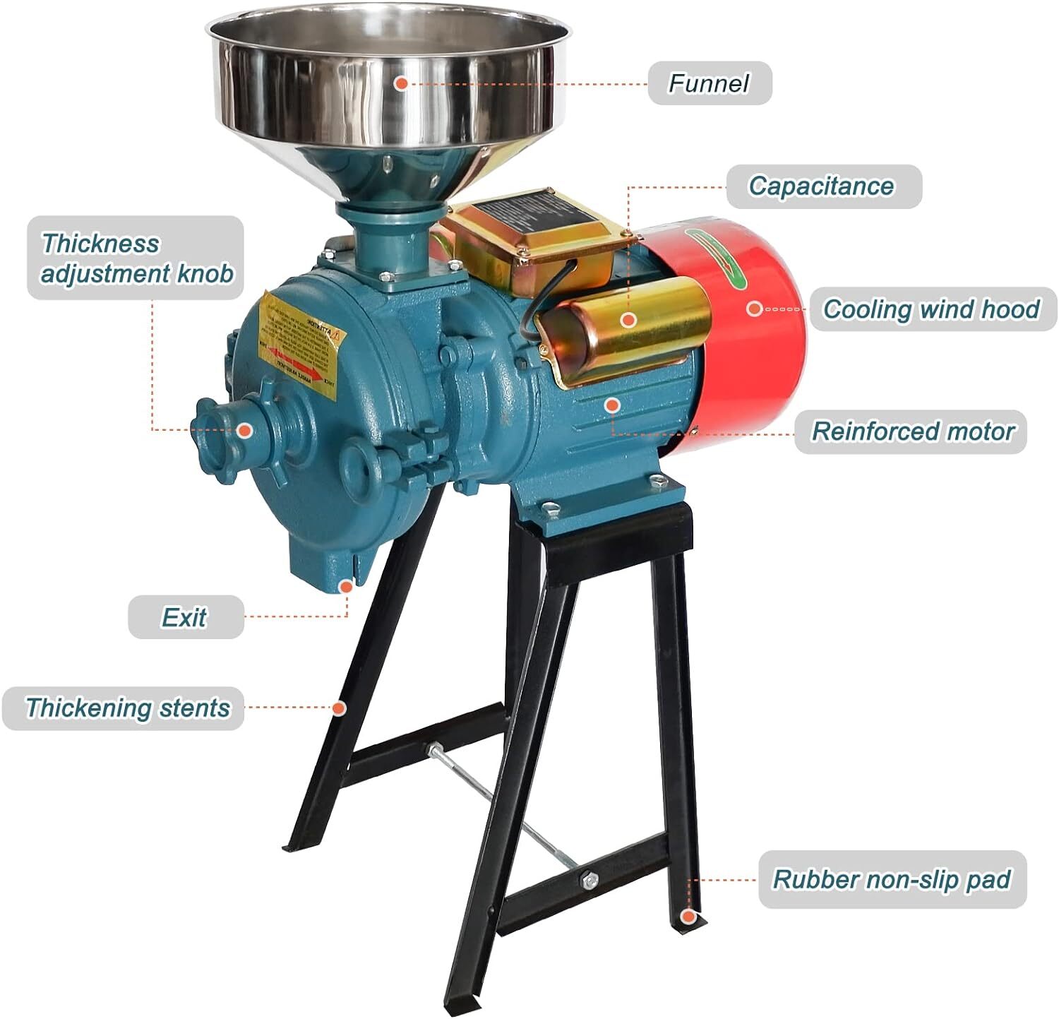 NAIZEA 3000W Electric Grain Mill Cereals Corn Grain Coffee Wheat Feed Machine