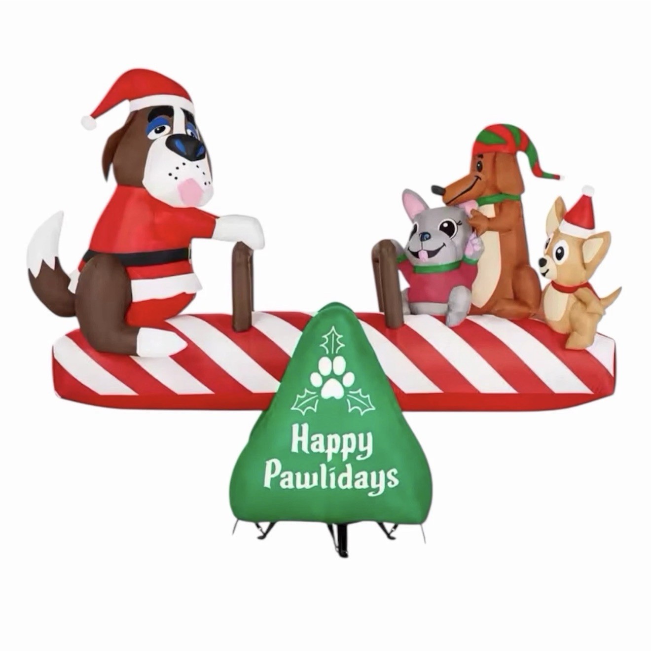 Home Accents 6FT Animated LED Seesaw Scene Christmas Dogs Airblown Inflatable