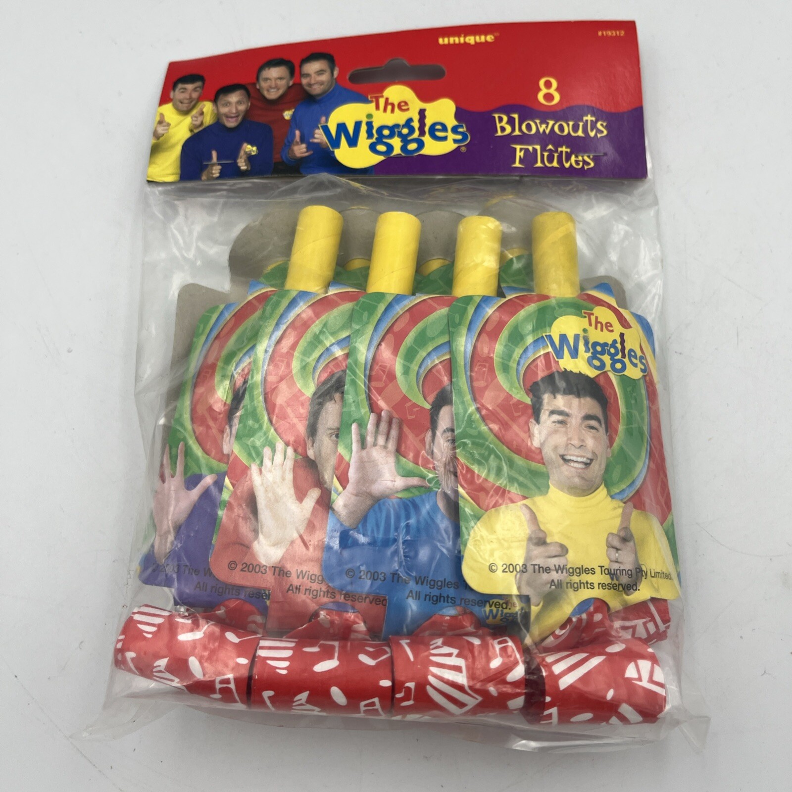 Vintage The Wiggles Birthday Party Supplies Set Of 8 Blowouts Flutes 2003