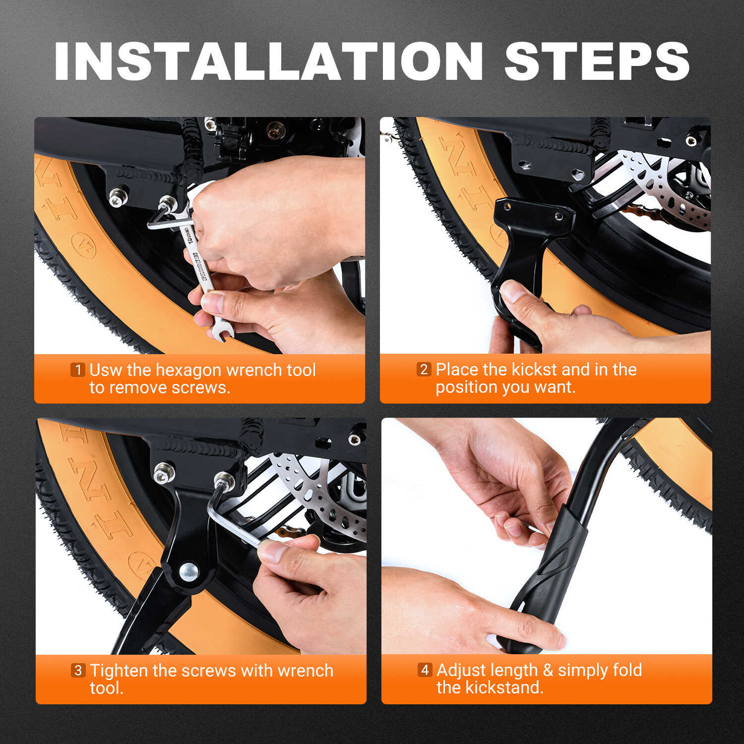 Addmotor Bike Kickstand Rear Side Bicycle Adjustable Stand for M-81/E-43/E-53