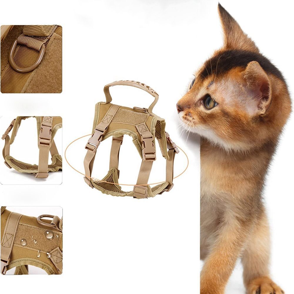 Nylon Tactical Cat Harness Cloth for Walking Escape Proof Soft Mesh Adjustable.