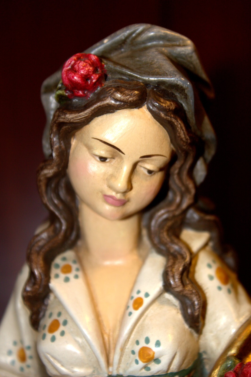 12" HAND CARVED WOODEN CATHOLIC PATRON SAINT ELIZABETH STATUE FIGURE SCULPTURE