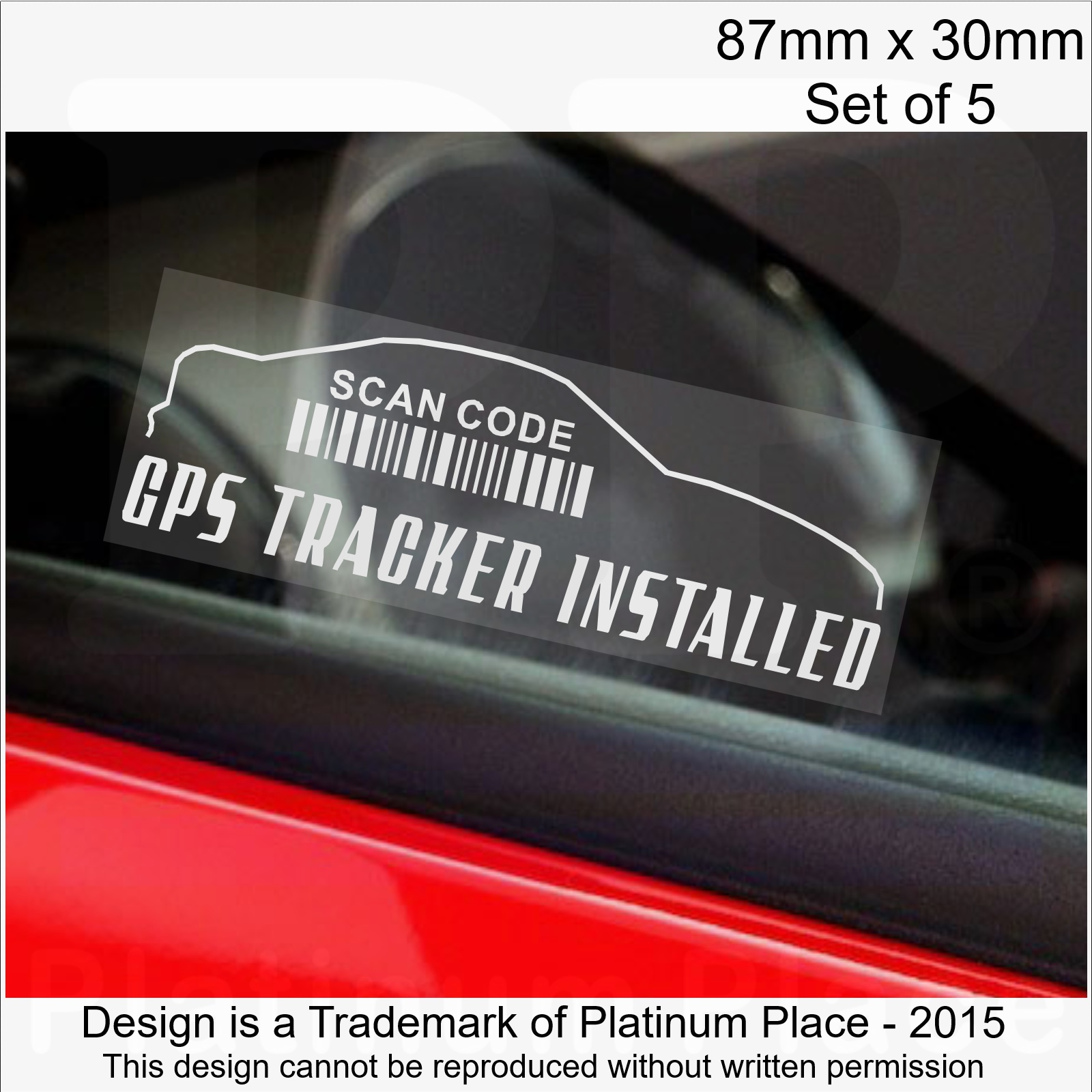 5x GPS Tracking Device-Alarm Security Stickers-Tracker Warning Signs-Car OUTLINE