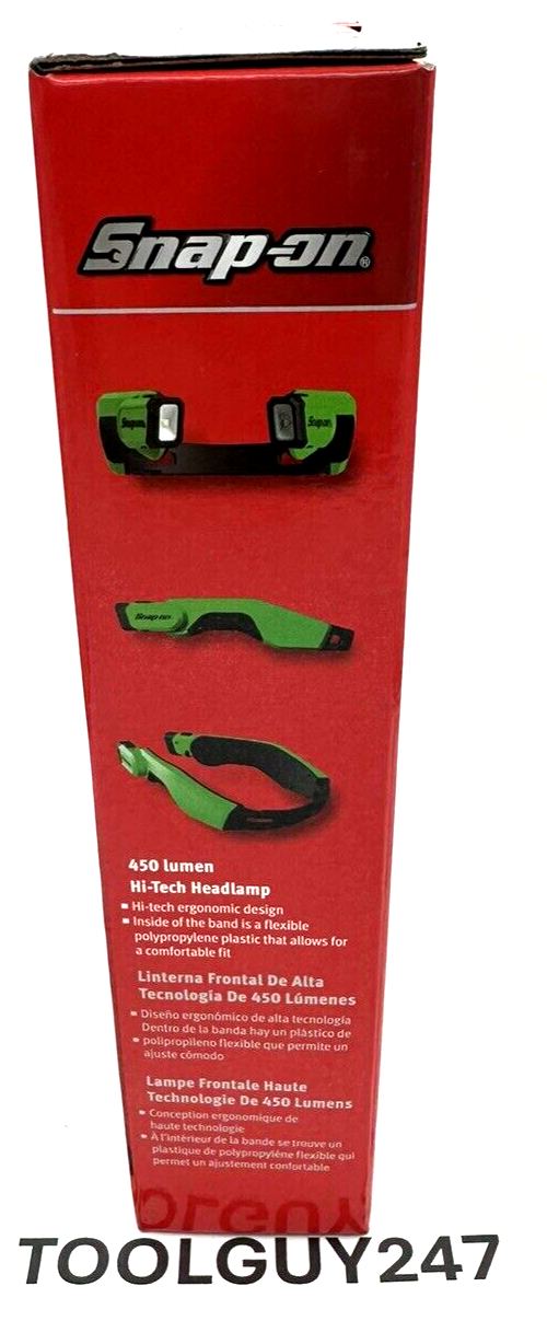 SNAP ON ECHDF042 G HIGH-TECH HEADLAMP LIGHT GREEN 450 LUMENS Rechargeable NEW