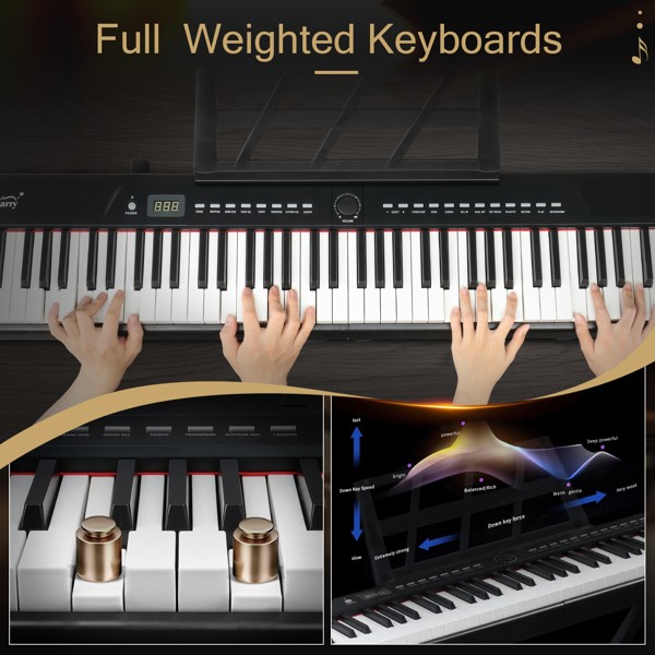 GPP-105 88Key Full Size Standard Keyboards Digital Piano Dual-tube X-Shape Stand