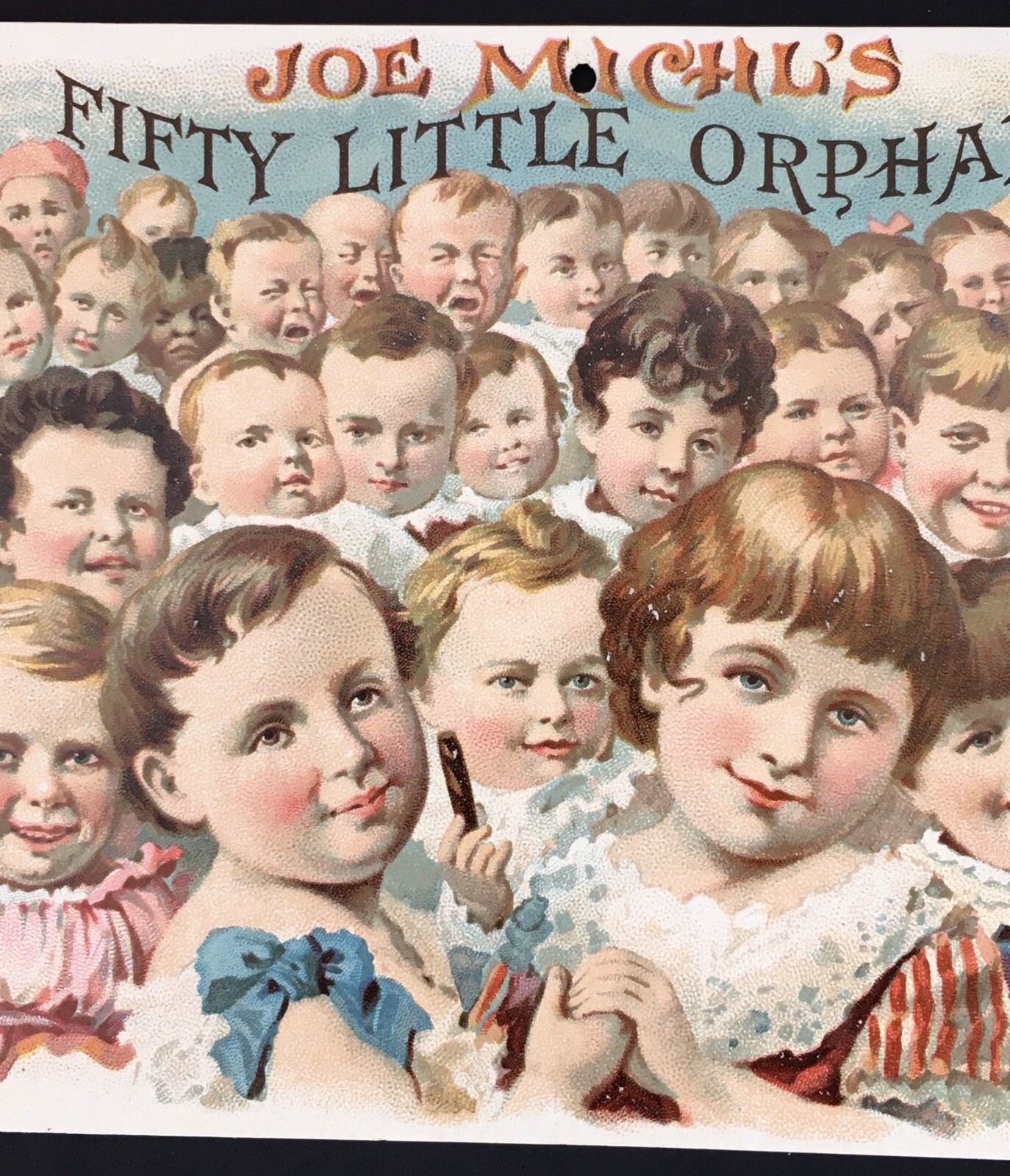 Joe Michl's Decatur IL Smoke Fifty Little Orphan Cigar advertisement Card