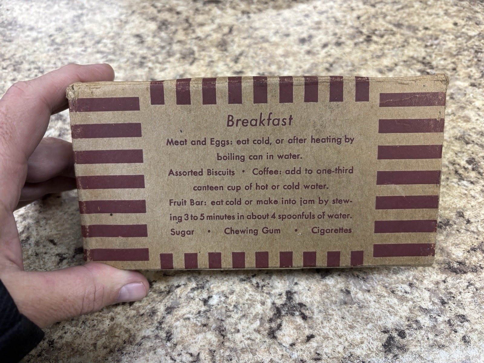 Vintage WW2 US Army Field Ration K Breakfast Unit Sealed Doughboy K Ration.