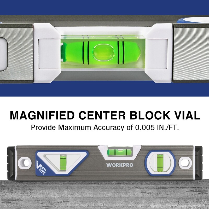 WORKPRO 10" Torpedo Level Aluminum Alloy Leveler Tool 3 Bubble Vials Verti. Site
