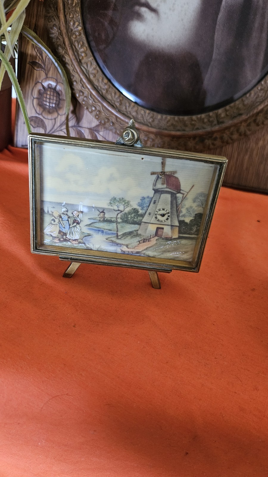 Vintage Mini Art Desk Clock Wind Mill Animated Didisheim Goldschmid Fils Working