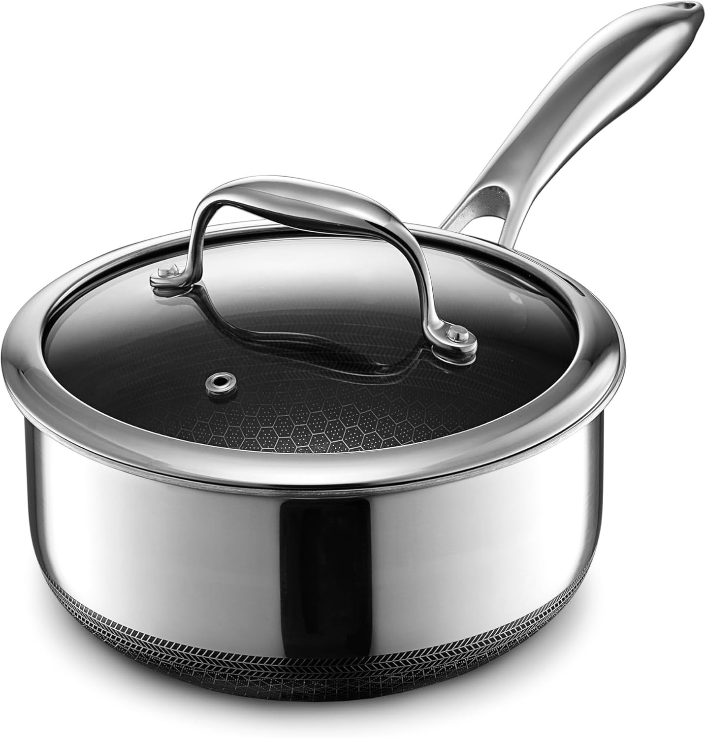 Hexclad 2QT Stainless Steel Hybrid Saucepan with Lid - BRAND NEW! - $139 MSRP!