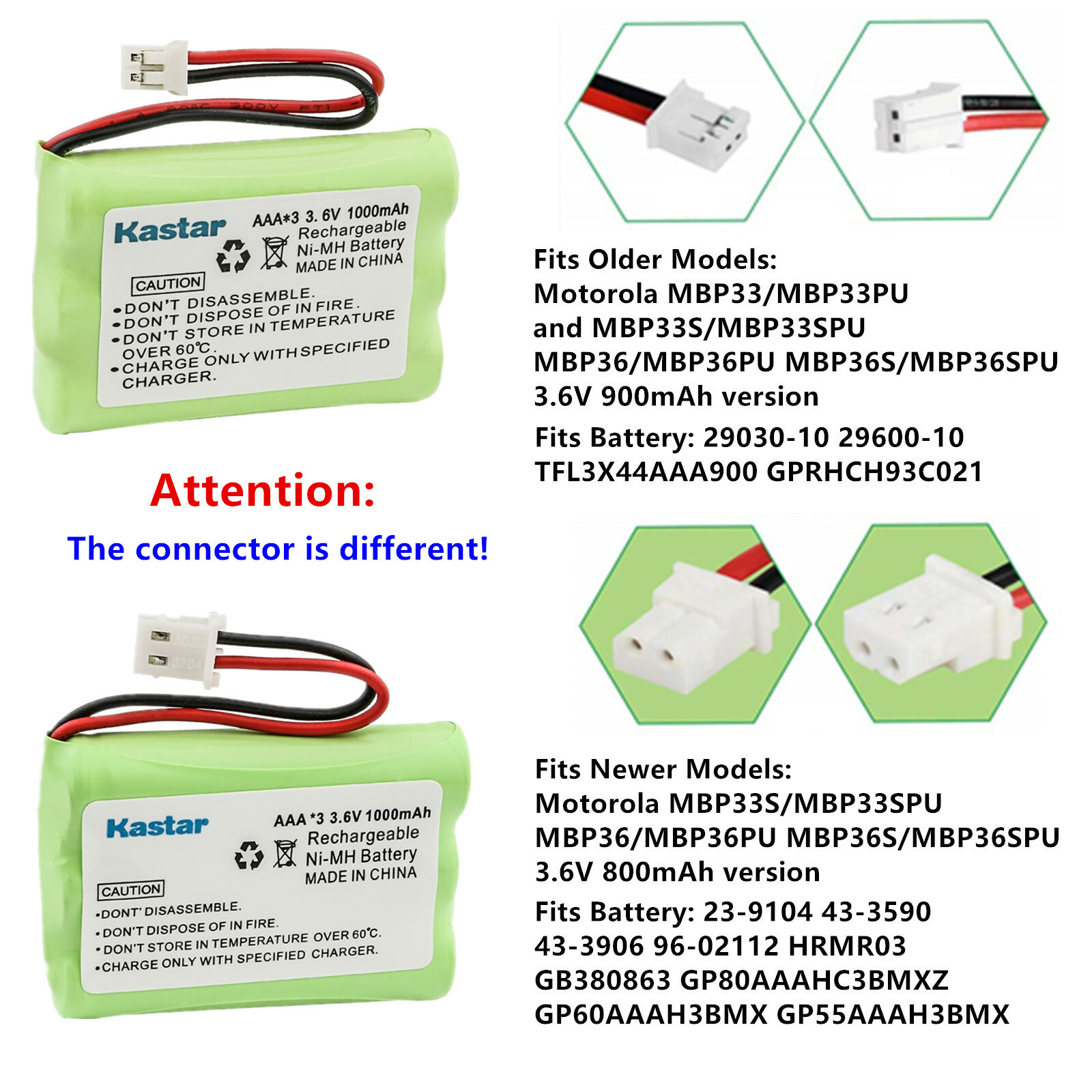 Kastar AAA*3 3.6V 1000mAh Battery Replace for BATT-2400 BT166342 BT266342 UL240