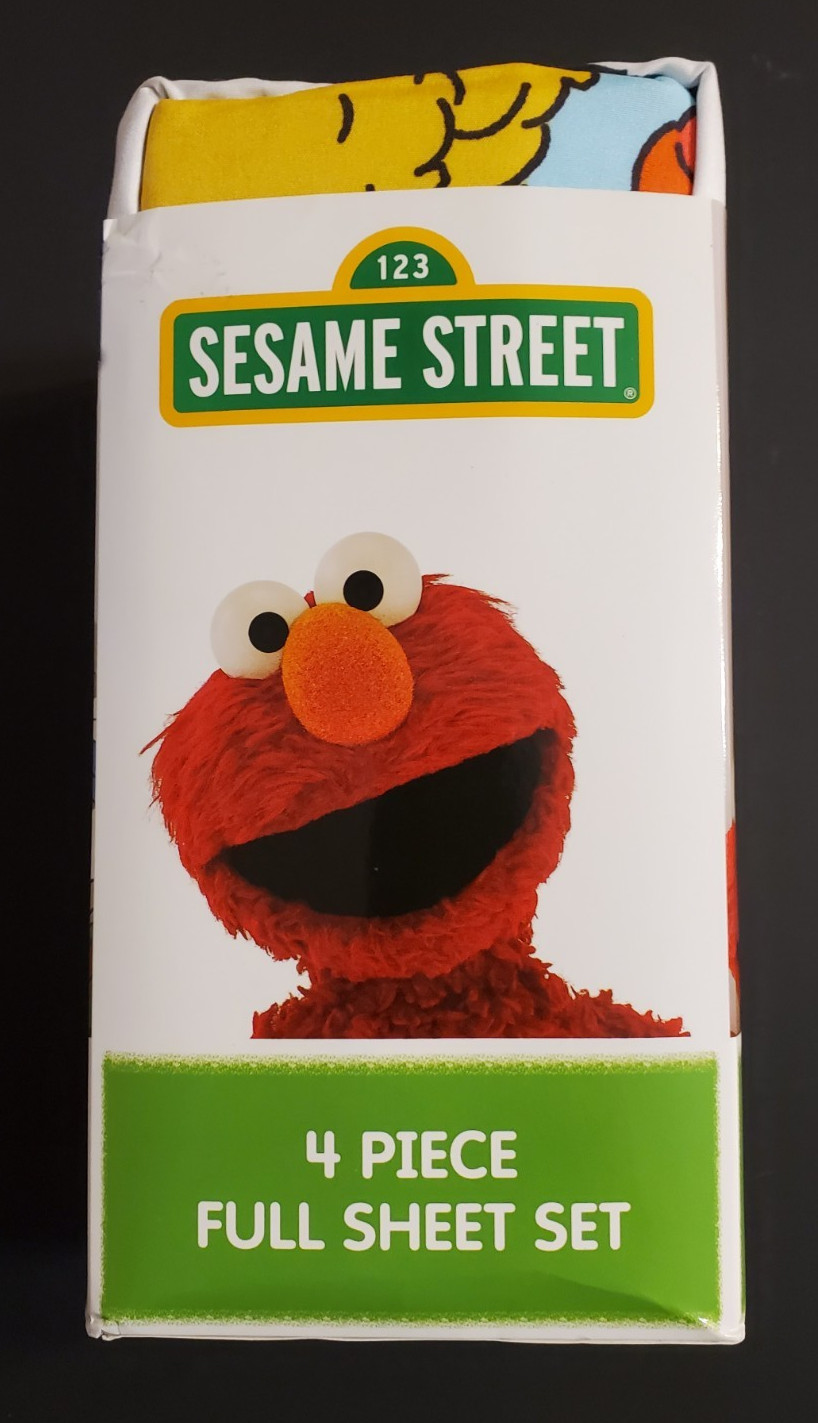 123 Sesame Street 4 Piece Full Sheet Set. Elmo. Cookie Monsters. Big Bird. Kids