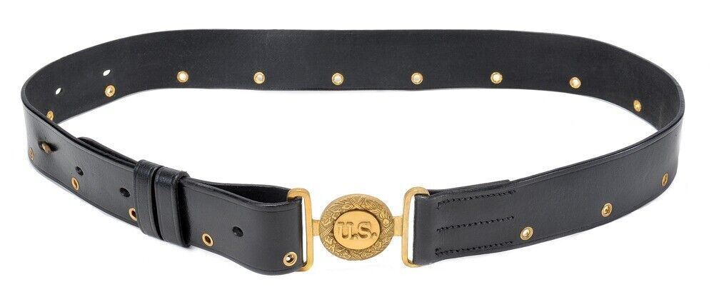 US Officers Black Leather Belt with Oak Leaves Military New