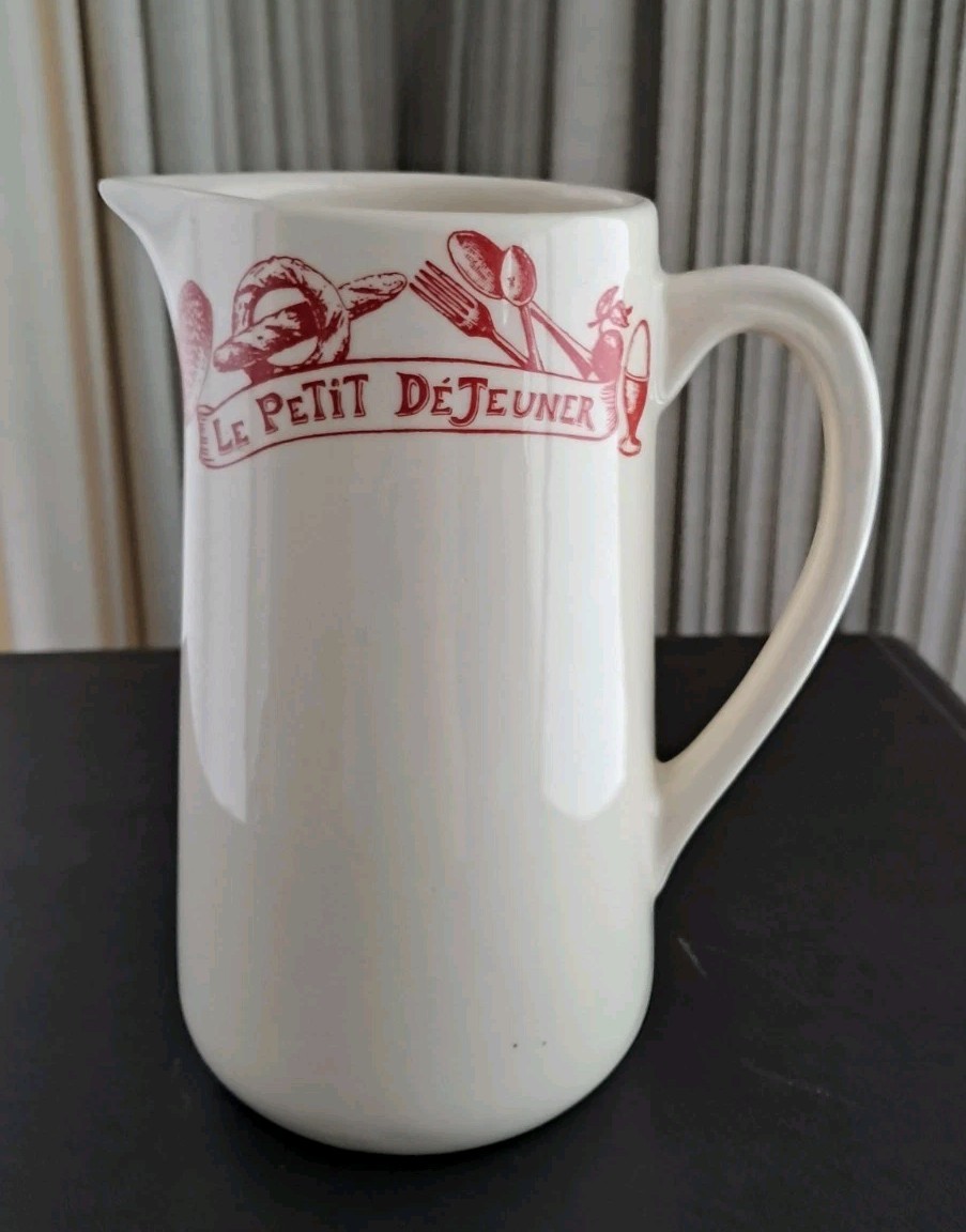 Ceramic Le Comptoir De Famille Red White France Pitcher Le Petit Dejeuner