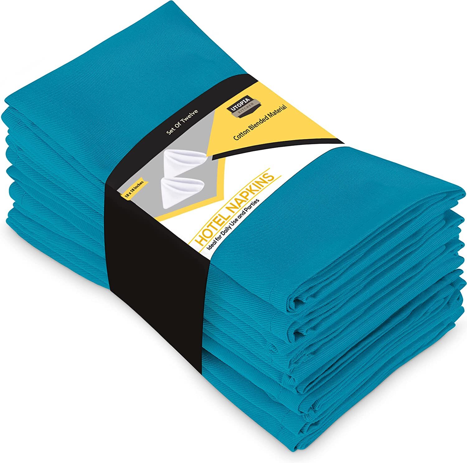 Pack of 12 Cotton Dinner Napkins Hotel Quality 18x18" Utopia Kitchen