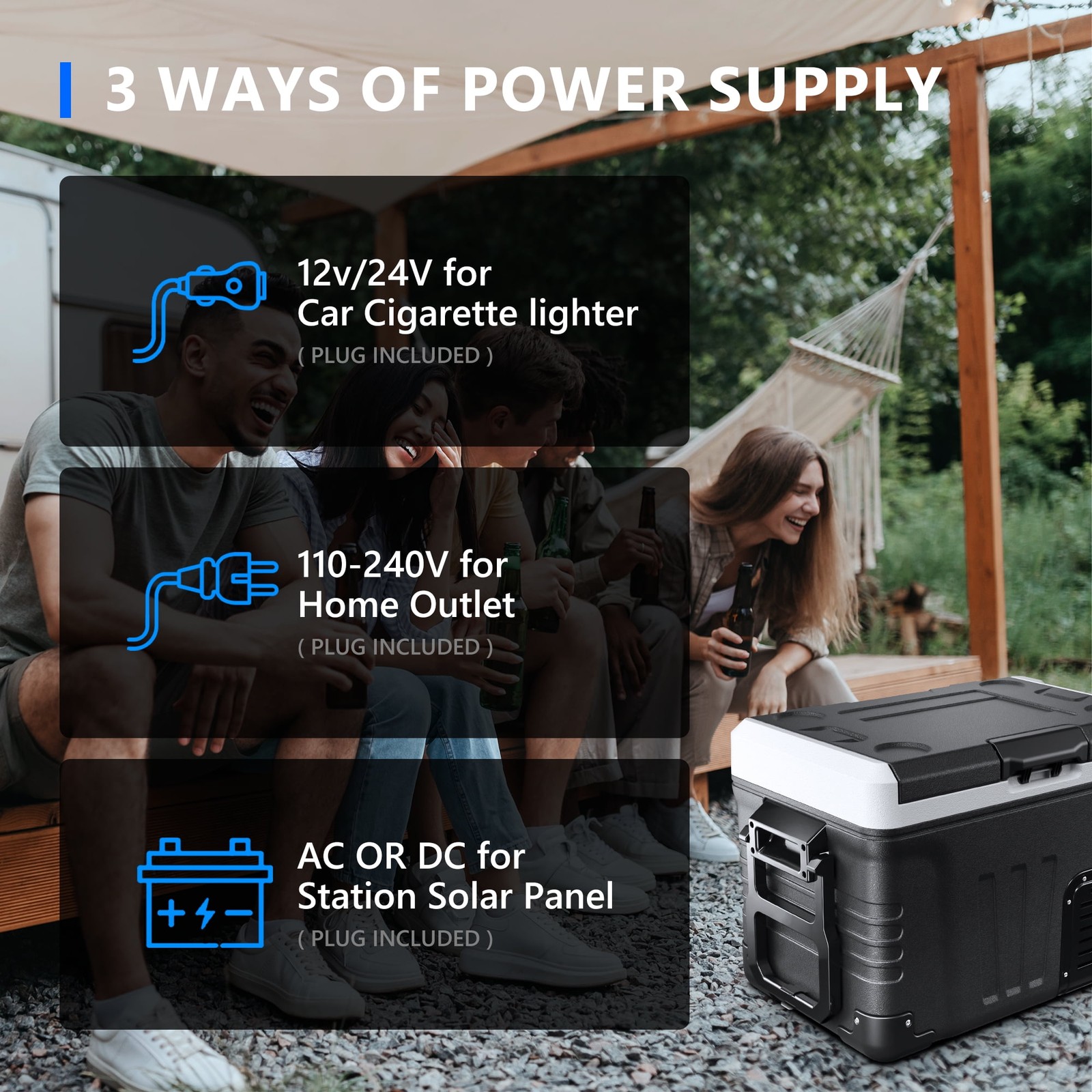 12V Car Refrigerator Electric Cooler DC/AC, -4℉~68℉, Freezer Cooler with Wheels