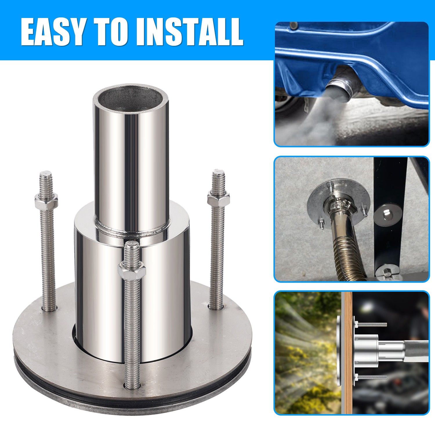 Thru Hull Exhaust Fitting 24mm 316 Stainless Steel For Diesel Parking Heaters US