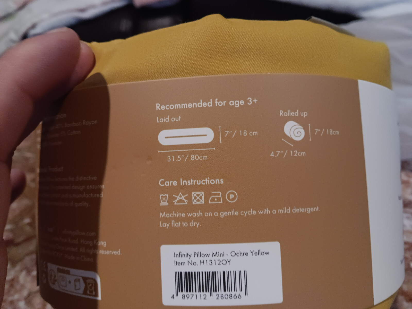 Huzi Infinity Pillow kids Mini Travel Neck Pillow ochre yellow NEW