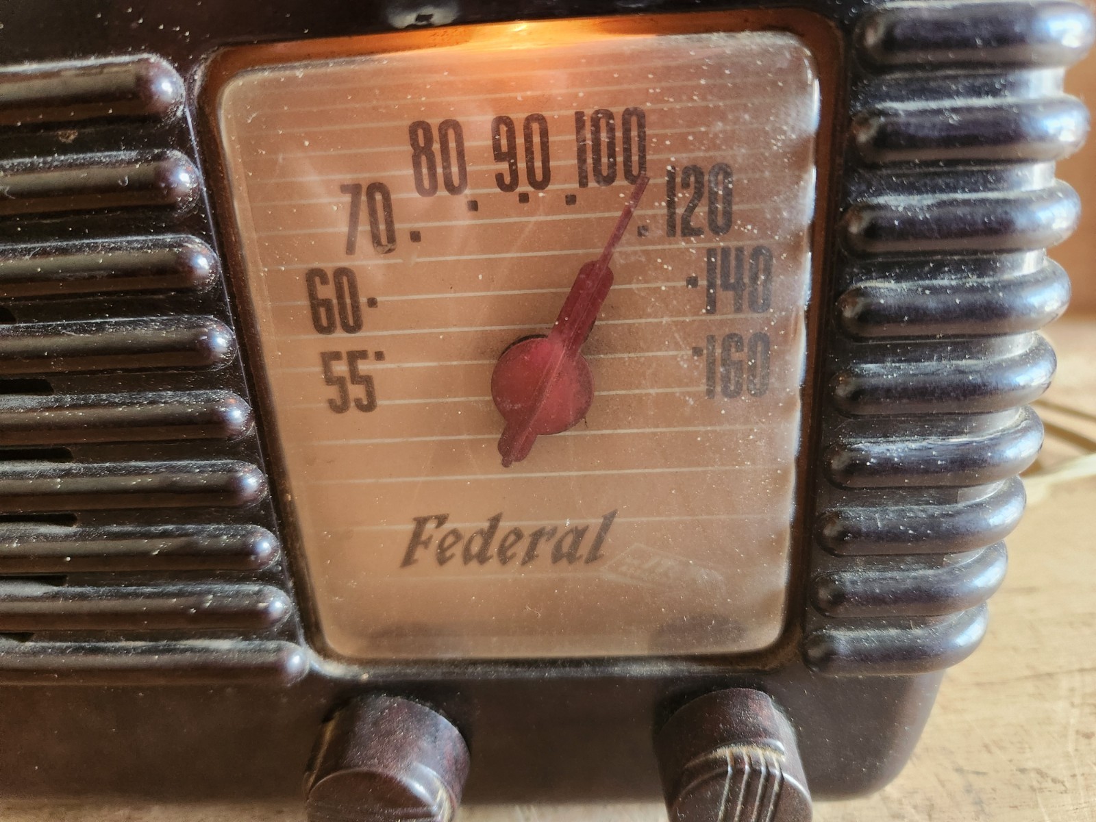 Federal Telephone + Radio Co. 1040TB 1947 Tube Radio Not Working Parts Brown Vtg
