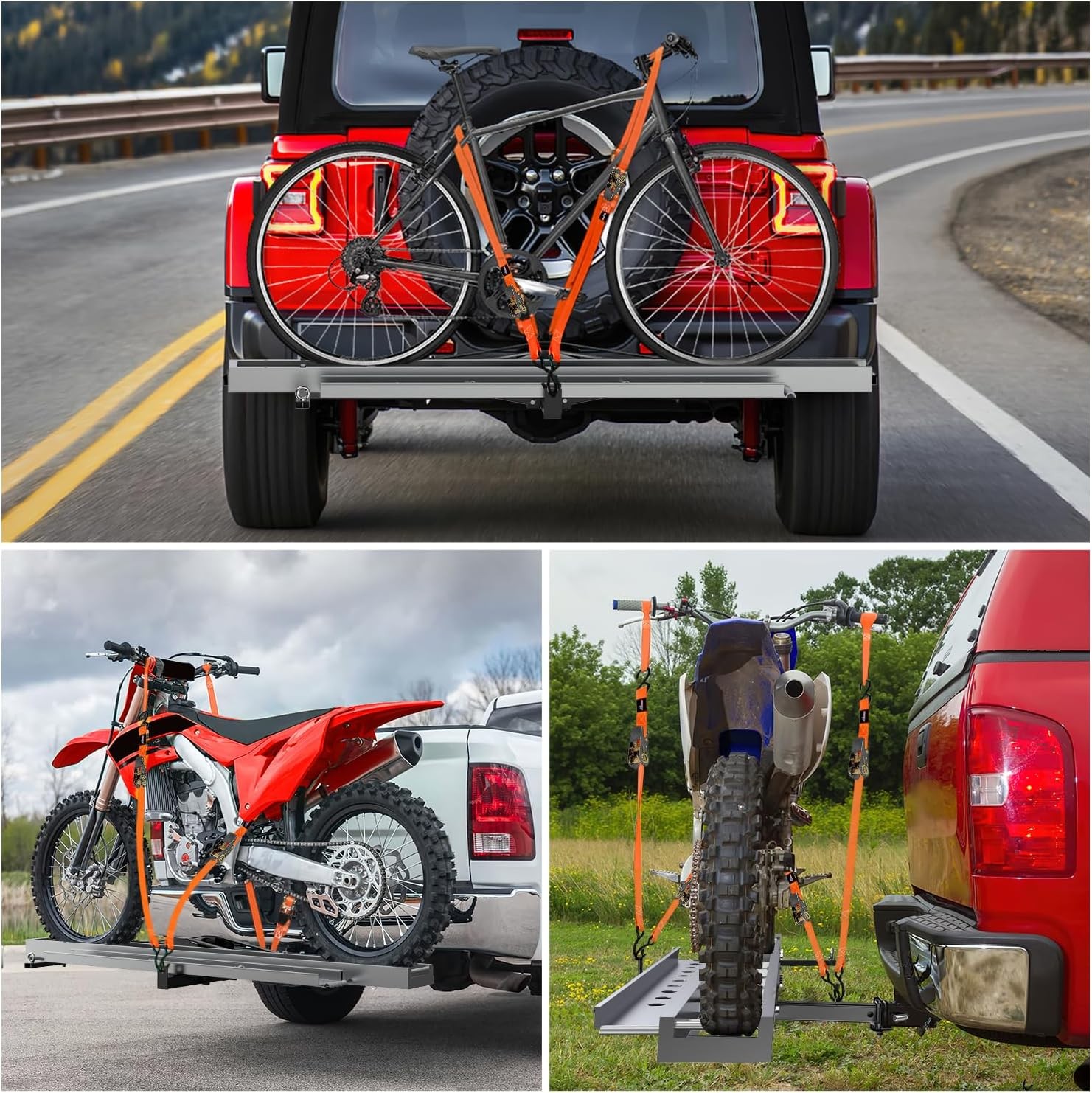 Nilight Motorcycle Hitch Carrier 400LBS Robust Aluminum Dirt Bike Hitch Hauler
